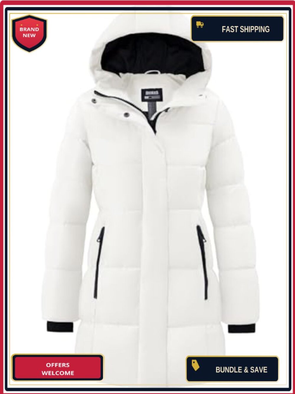 Women's Waterproof Warm Long Puffer Jacket Winter Coat Hooded Quilted